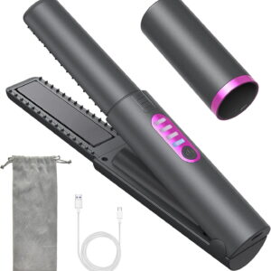 B-Qtech Cordless Hair Straightener & Curler 2-in-1, Rechargeable, Fast Heat-Up, Travel-Friendly, Grey