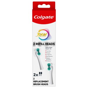 Colgate Total Battery Replacement Toothbrush Heads, White, 2 Pack