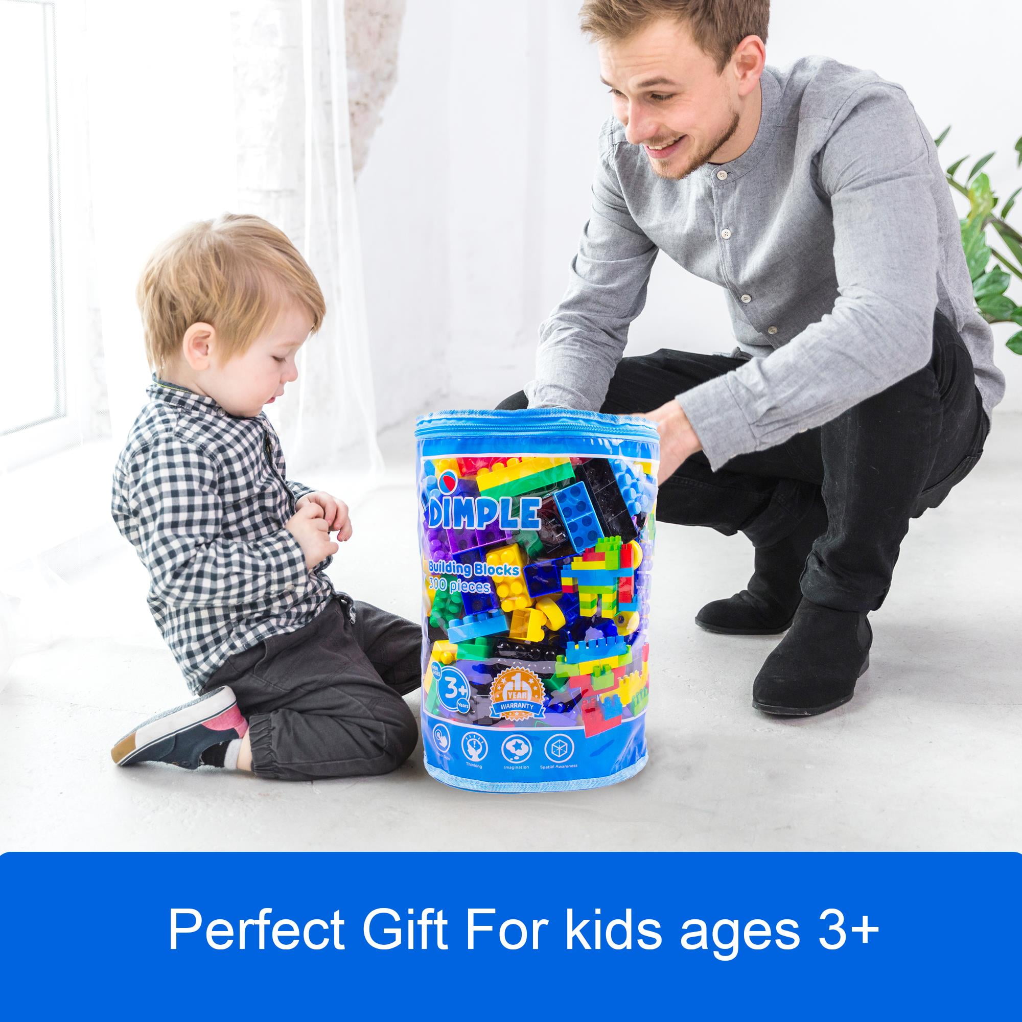 Dimple Building Block Set with Train Pieces & Carry Bag – 300-Piece Soft Plastic Kid Friendly Jumbo Blocks for Toddlers Ages 3–8 - Image 5