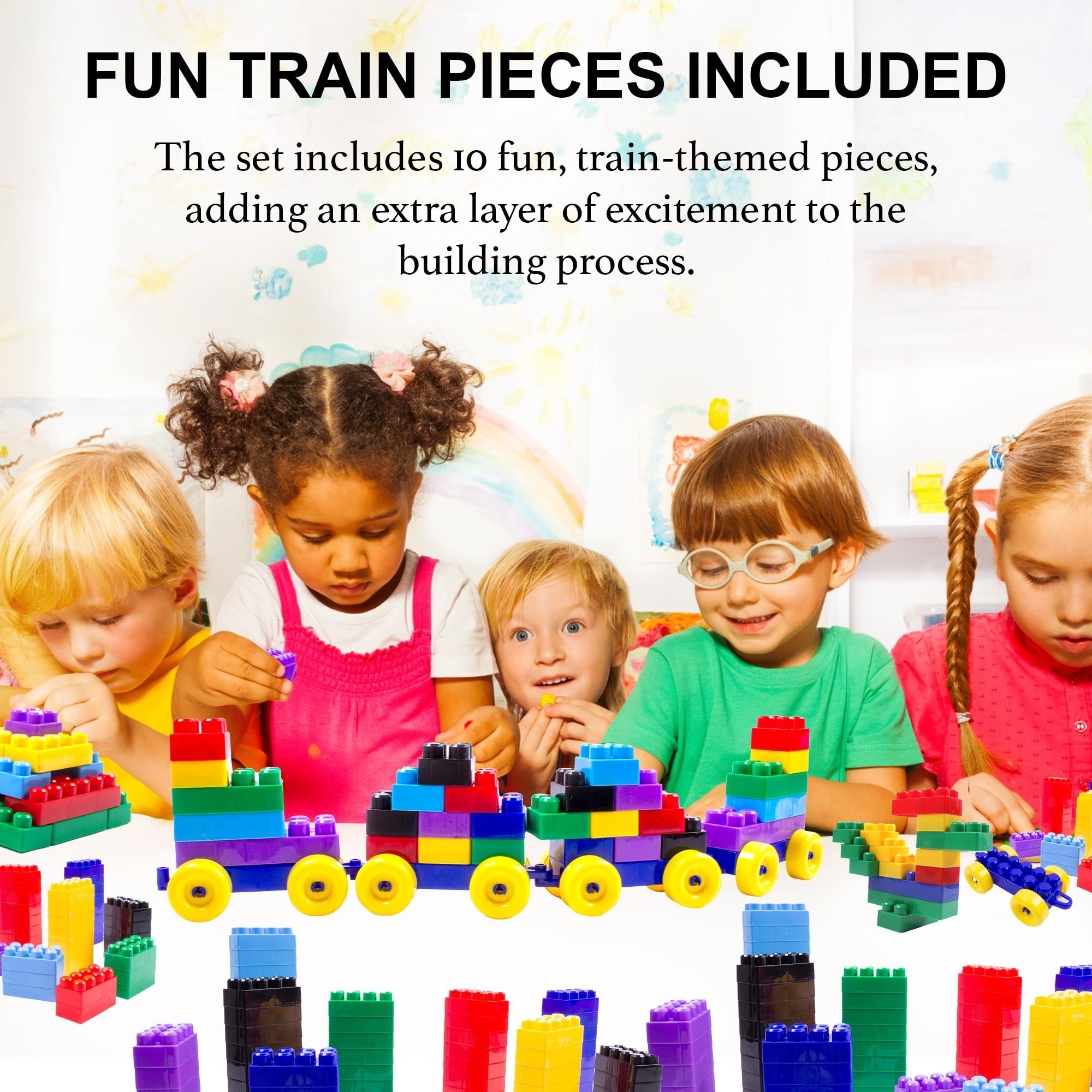 Dimple Building Block Set with Train Pieces & Carry Bag – 300-Piece Soft Plastic Kid Friendly Jumbo Blocks for Toddlers Ages 3–8 - Image 8
