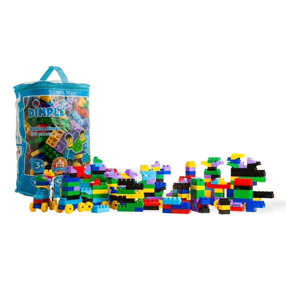 Dimple Building Block Set with Train Pieces & Carry Bag – 300-Piece Soft Plastic Kid Friendly Jumbo Blocks for Toddlers Ages 3–8 - Image 9