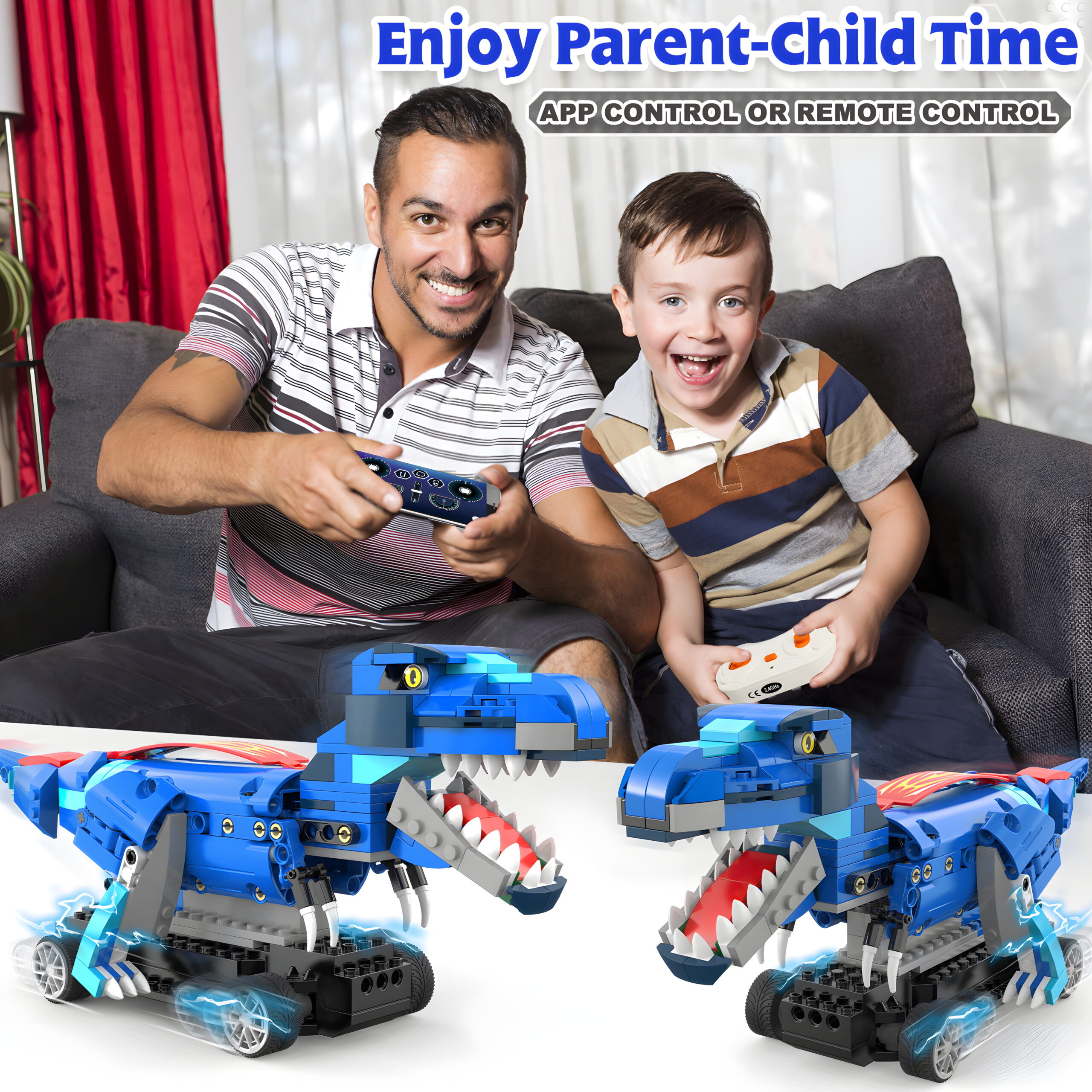 Yerloa Dinosaur Toys for Boys Age 8-12, 343 Pcs Dino Building Kit with Remote Control, STEM Projects Building Blocks Sets, Jurassic Building Kits for Kids 6 7 8 9 10 11 12 + Year Old, Birthday Gifts - Image 2