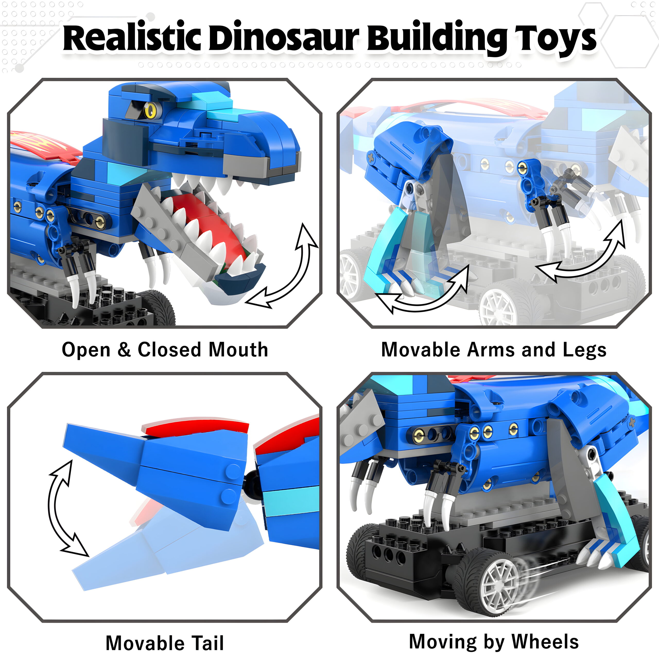 Yerloa Dinosaur Toys for Boys Age 8-12, 343 Pcs Dino Building Kit with Remote Control, STEM Projects Building Blocks Sets, Jurassic Building Kits for Kids 6 7 8 9 10 11 12 + Year Old, Birthday Gifts - Image 4