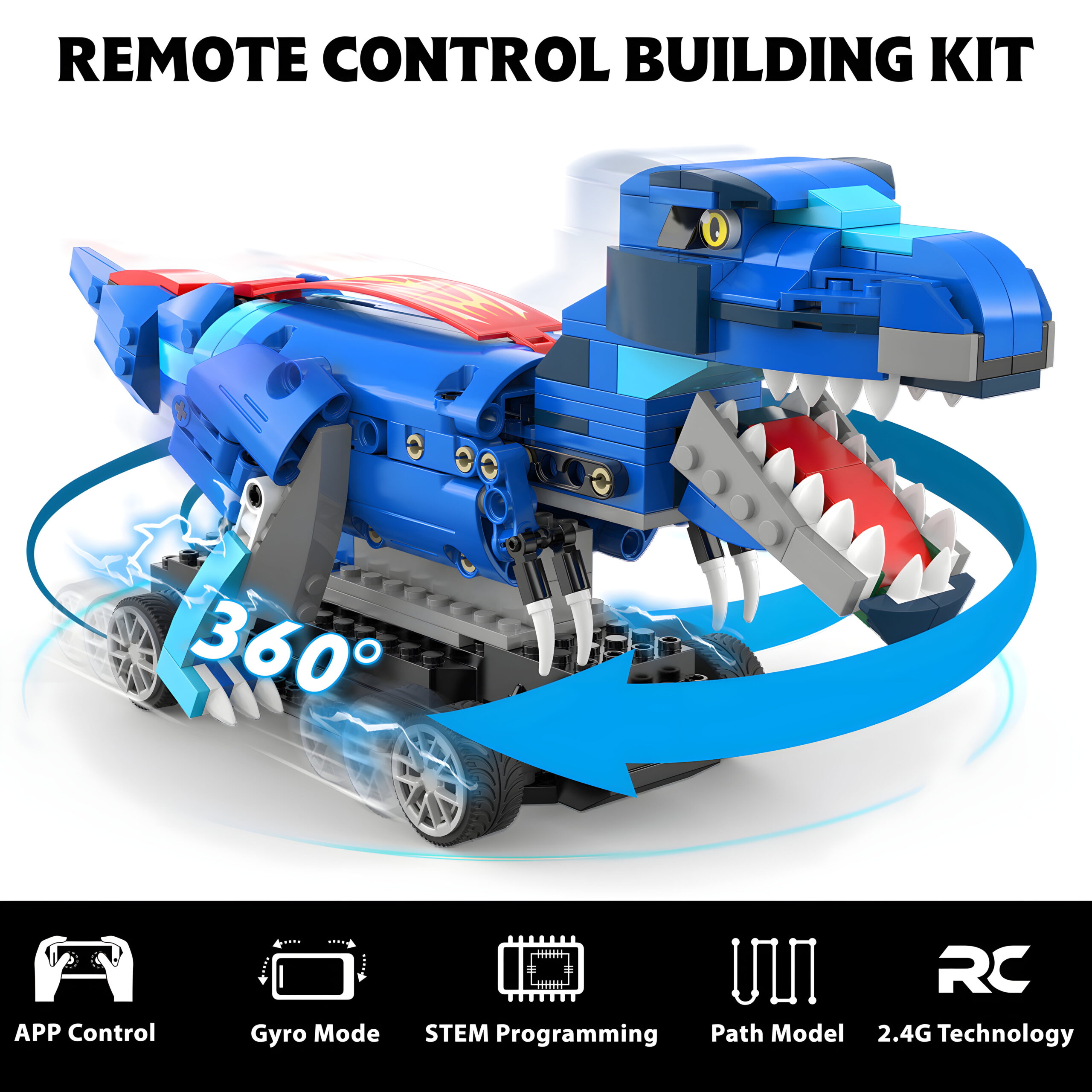 Yerloa Dinosaur Toys for Boys Age 8-12, 343 Pcs Dino Building Kit with Remote Control, STEM Projects Building Blocks Sets, Jurassic Building Kits for Kids 6 7 8 9 10 11 12 + Year Old, Birthday Gifts - Image 7
