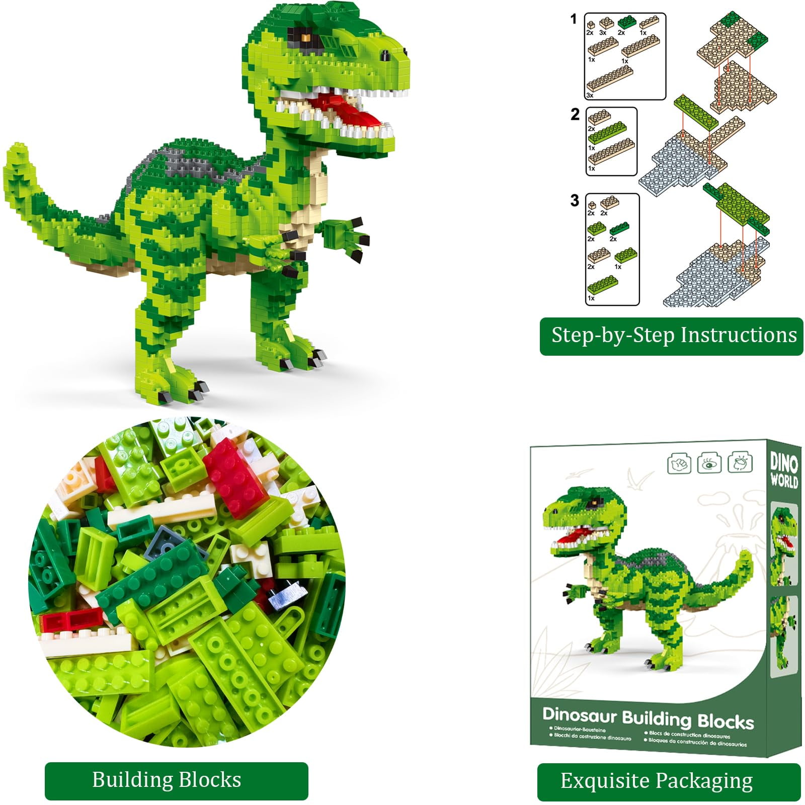 Yerloa Dinosaur Toys for Boys Age 8-12, 343 Pcs Dino Building Kit with Remote Control, STEM Projects Building Blocks Sets, Jurassic Building Kits for Kids 6 7 8 9 10 11 12 + Year Old, Birthday Gifts - Image 12