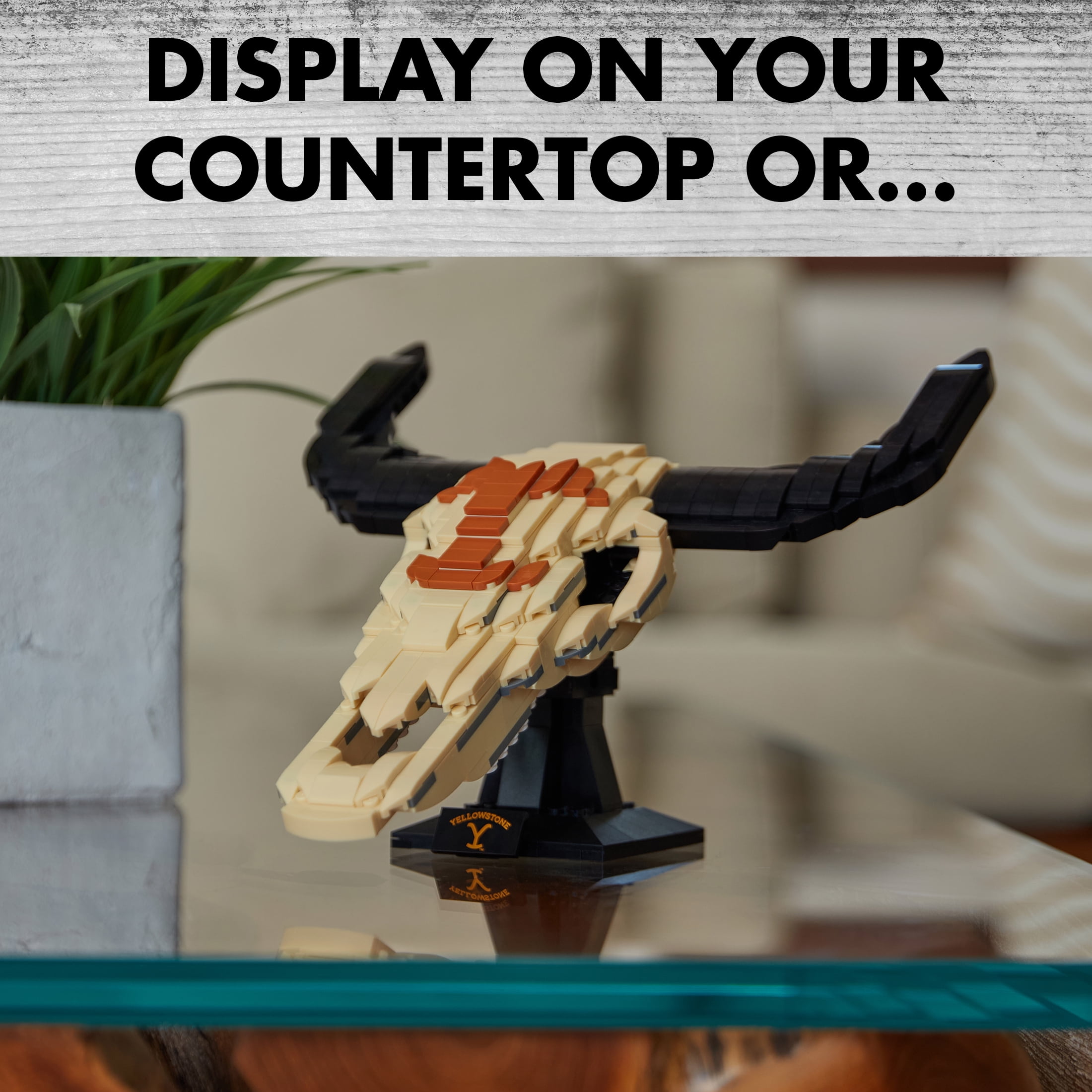 Brickcraft Yellowstone Steer Skull Building Kit (574-Plastic Piece Set), Rustic Ranch Décor Display, Cow Skull Model Creative Building Set - Image 4