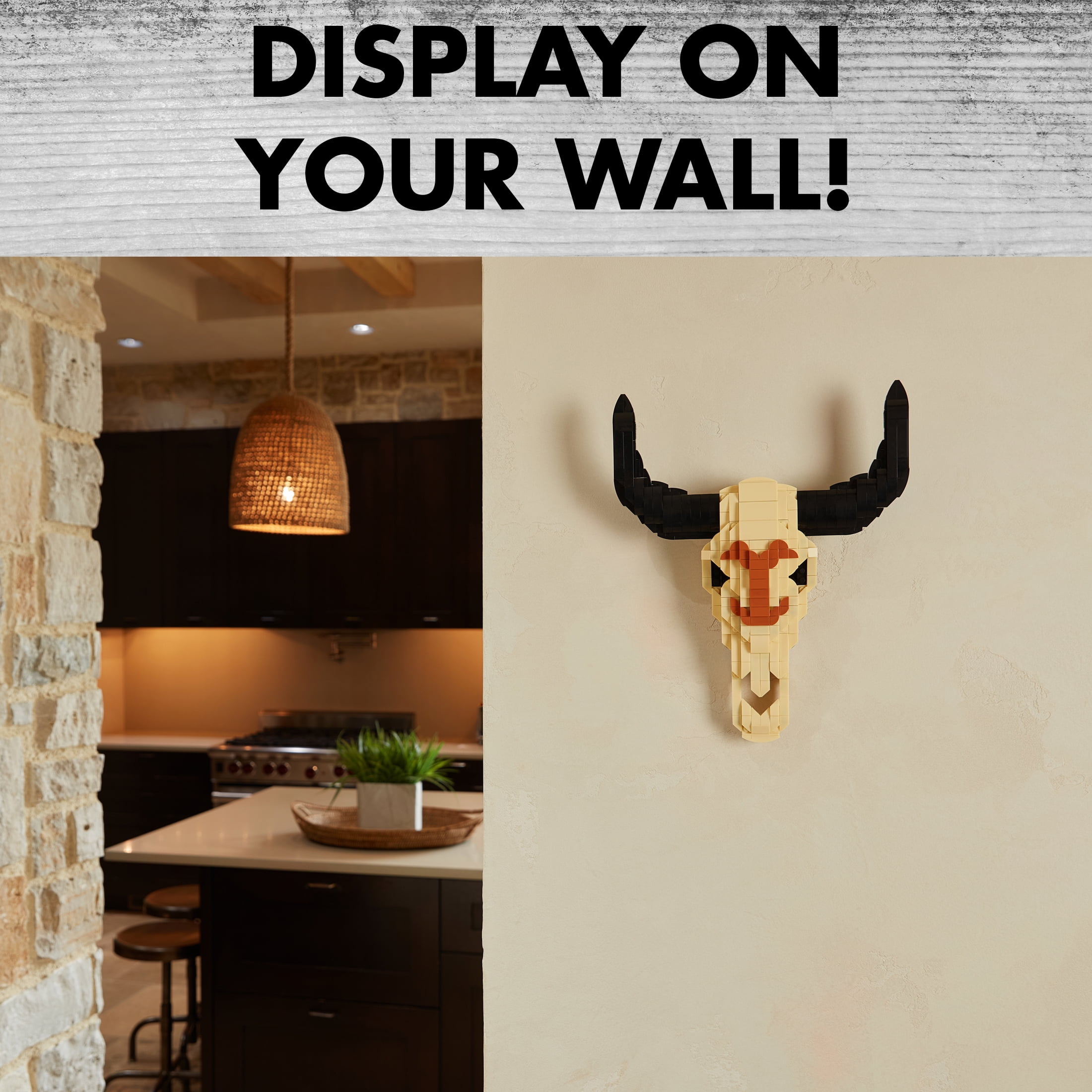 Brickcraft Yellowstone Steer Skull Building Kit (574-Plastic Piece Set), Rustic Ranch Décor Display, Cow Skull Model Creative Building Set - Image 5