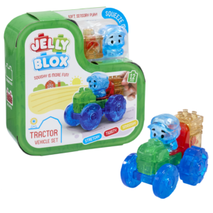 Jelly Blox Tractor Set | Toddler & Preschool Building Blocks | Includes 12 Pieces Kids Can Squeeze, Stretch, Squish | Ages 2+