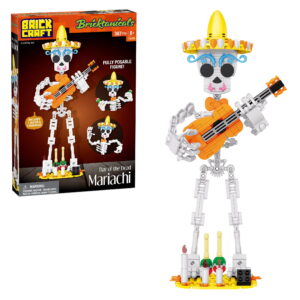 Brickcraft Harvest Skelton Building Kit (387-Piece Set), Bricktanicals Posable Skeleton with Guitar and Maracas, Festive Display Ages 8+