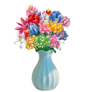 500 Pieces DIY Bouquet Building Blocks - 5 Flowers Decoration Plant Bricks (5 sets, Random Colors) - Flowers Included, Only No Vase