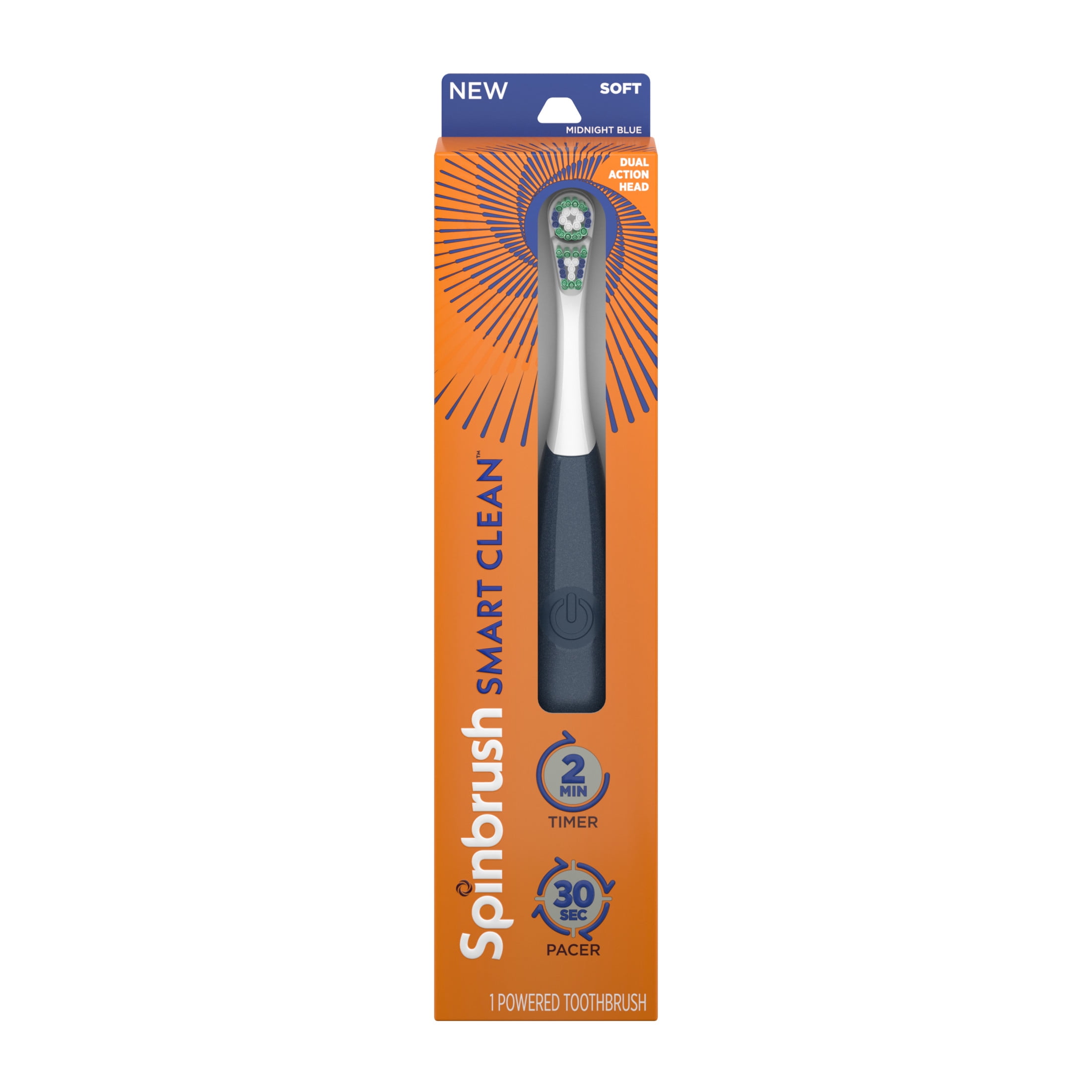 Spinbrush Smart Clean Battery Powered Electric Toothbrush, Soft Bristles, Midnight Blue - Image 12