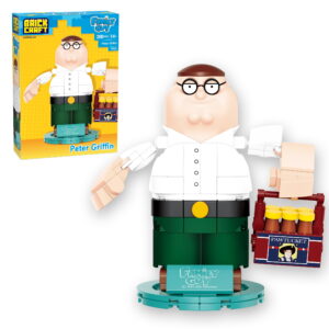 Brickcraft Family Guy Peter Griffin Building Kit (200-Piece Set), Buildable Figure on Display Base, Cartoon Collectible, TV Show Memorabilia for ages 14+