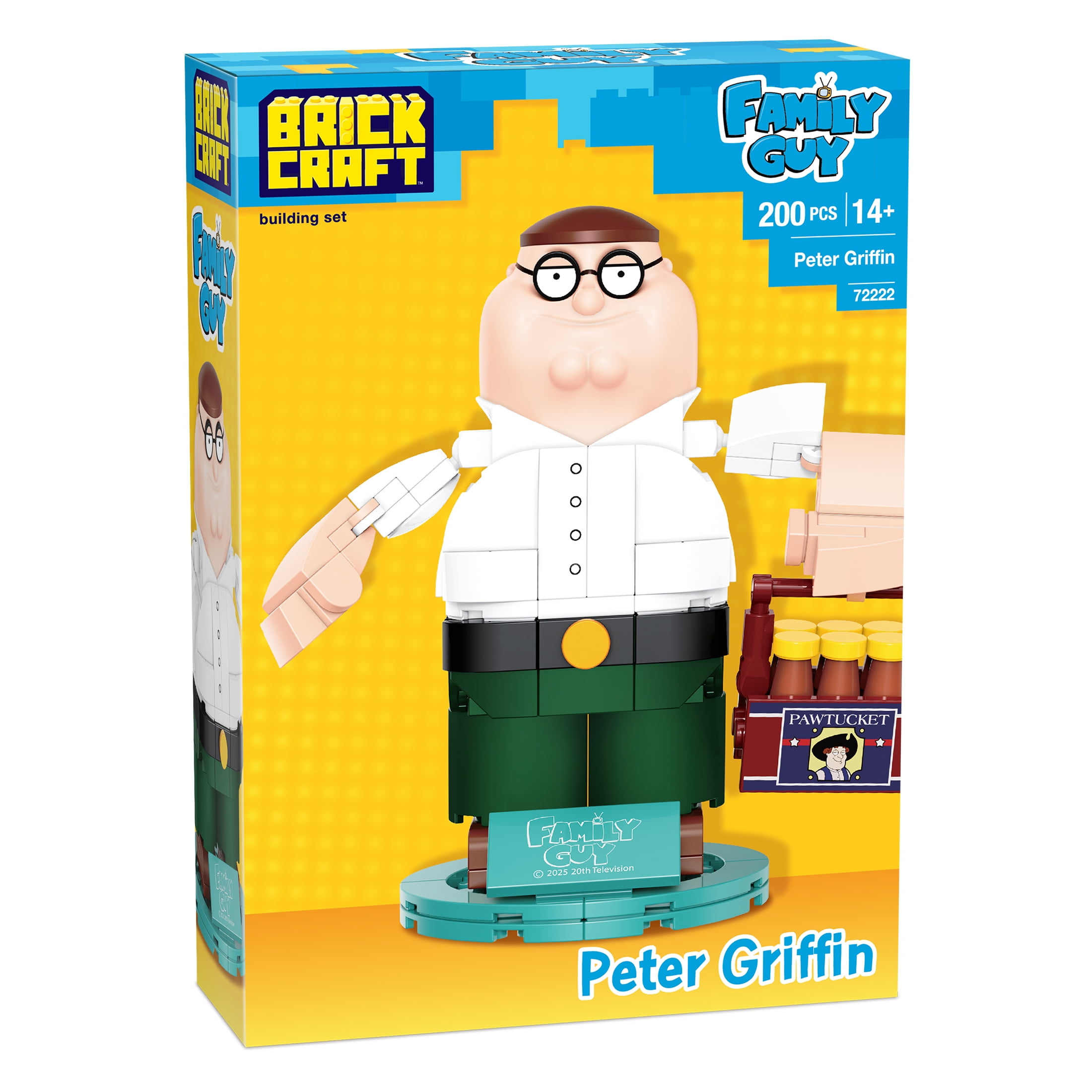 Brickcraft Family Guy Peter Griffin Building Kit (200-Piece Set), Buildable Figure on Display Base, Cartoon Collectible, TV Show Memorabilia for ages 14+ - Image 4