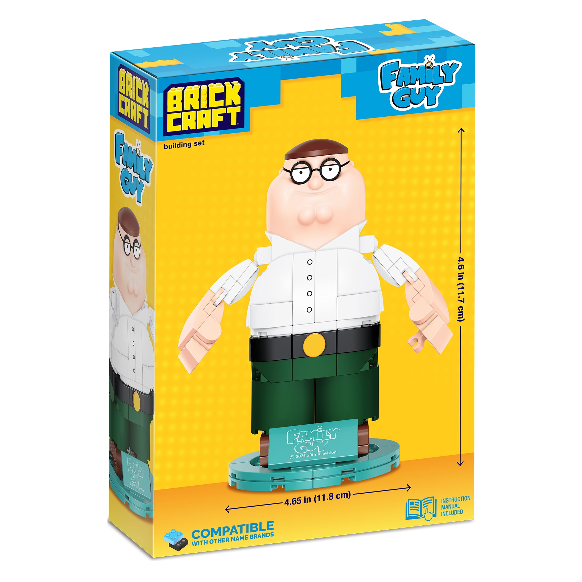 Brickcraft Family Guy Peter Griffin Building Kit (200-Piece Set), Buildable Figure on Display Base, Cartoon Collectible, TV Show Memorabilia for ages 14+ - Image 5