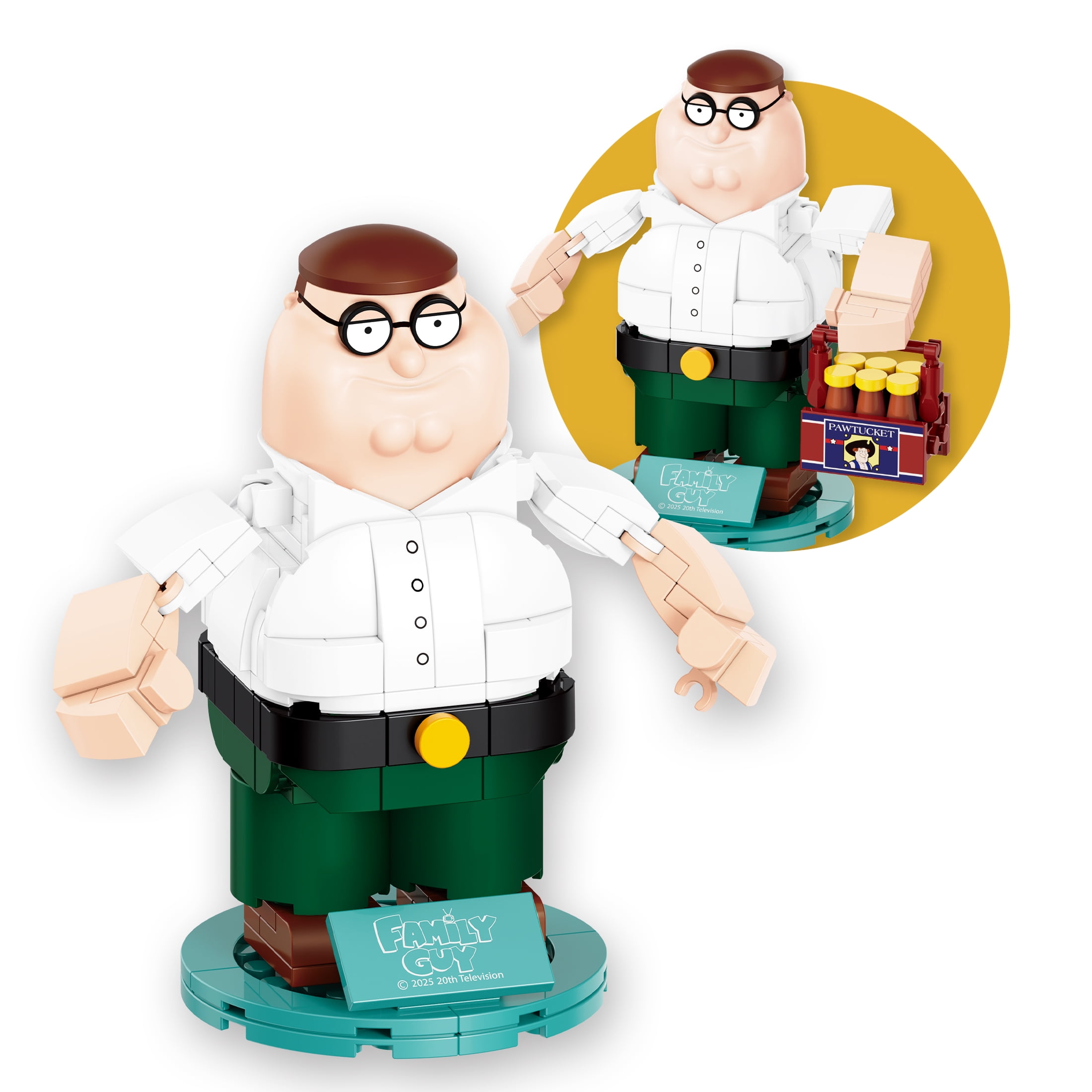 Brickcraft Family Guy Peter Griffin Building Kit (200-Piece Set), Buildable Figure on Display Base, Cartoon Collectible, TV Show Memorabilia for ages 14+ - Image 6