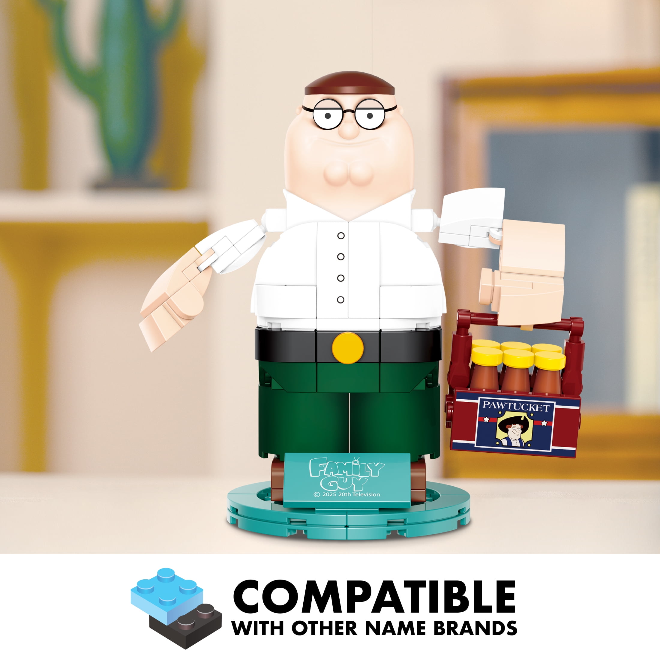 Brickcraft Family Guy Peter Griffin Building Kit (200-Piece Set), Buildable Figure on Display Base, Cartoon Collectible, TV Show Memorabilia for ages 14+ - Image 7
