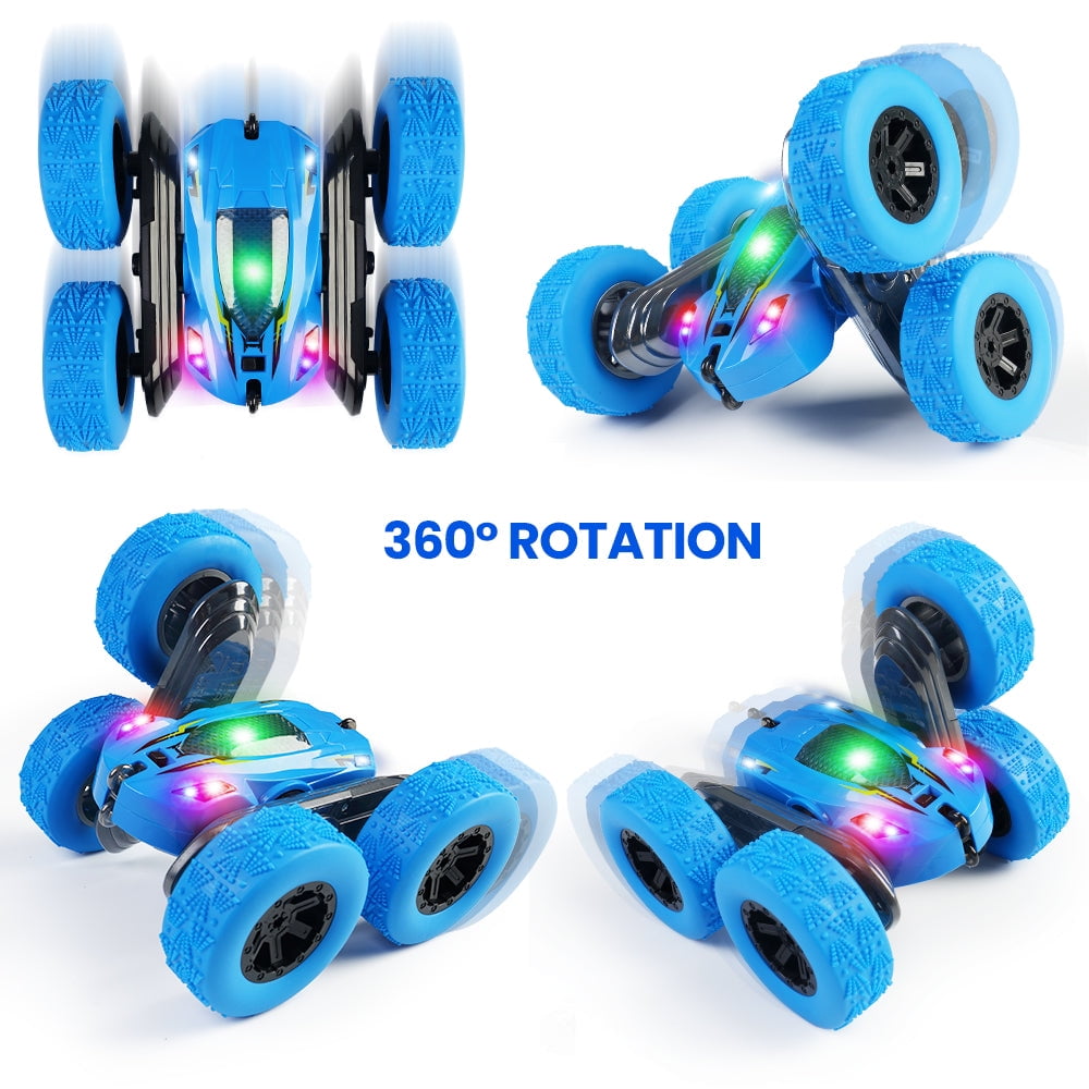 Remote Control Car Double Sided 360°Rotating 4WD RC Cars with Headlights 2.4GHz Rechargeable Toy Cars, Blue - Image 5