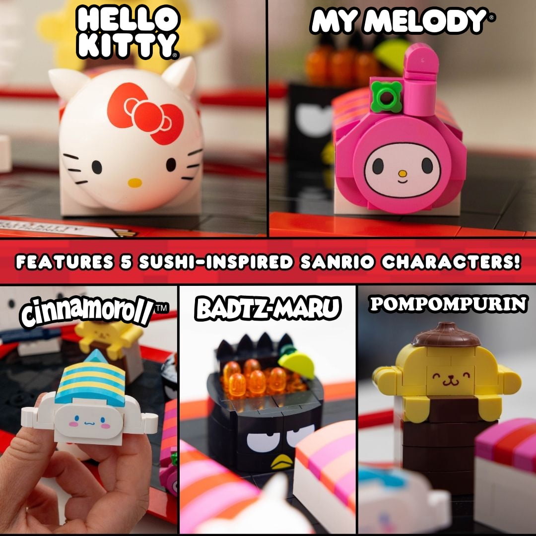 Brickcraft Hello Kitty Sushi Bar (383 pcs) – Sanrio Building Kit with Friends & Sushi Platter, Collectible Toy for Teens & Adults - Image 5