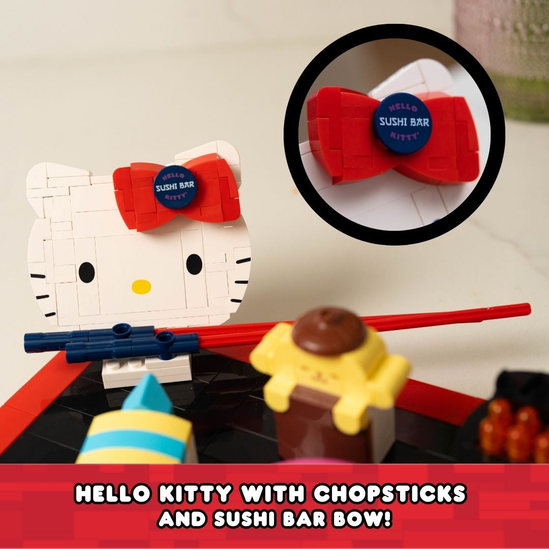 Brickcraft Hello Kitty Sushi Bar (383 pcs) – Sanrio Building Kit with Friends & Sushi Platter, Collectible Toy for Teens & Adults - Image 8
