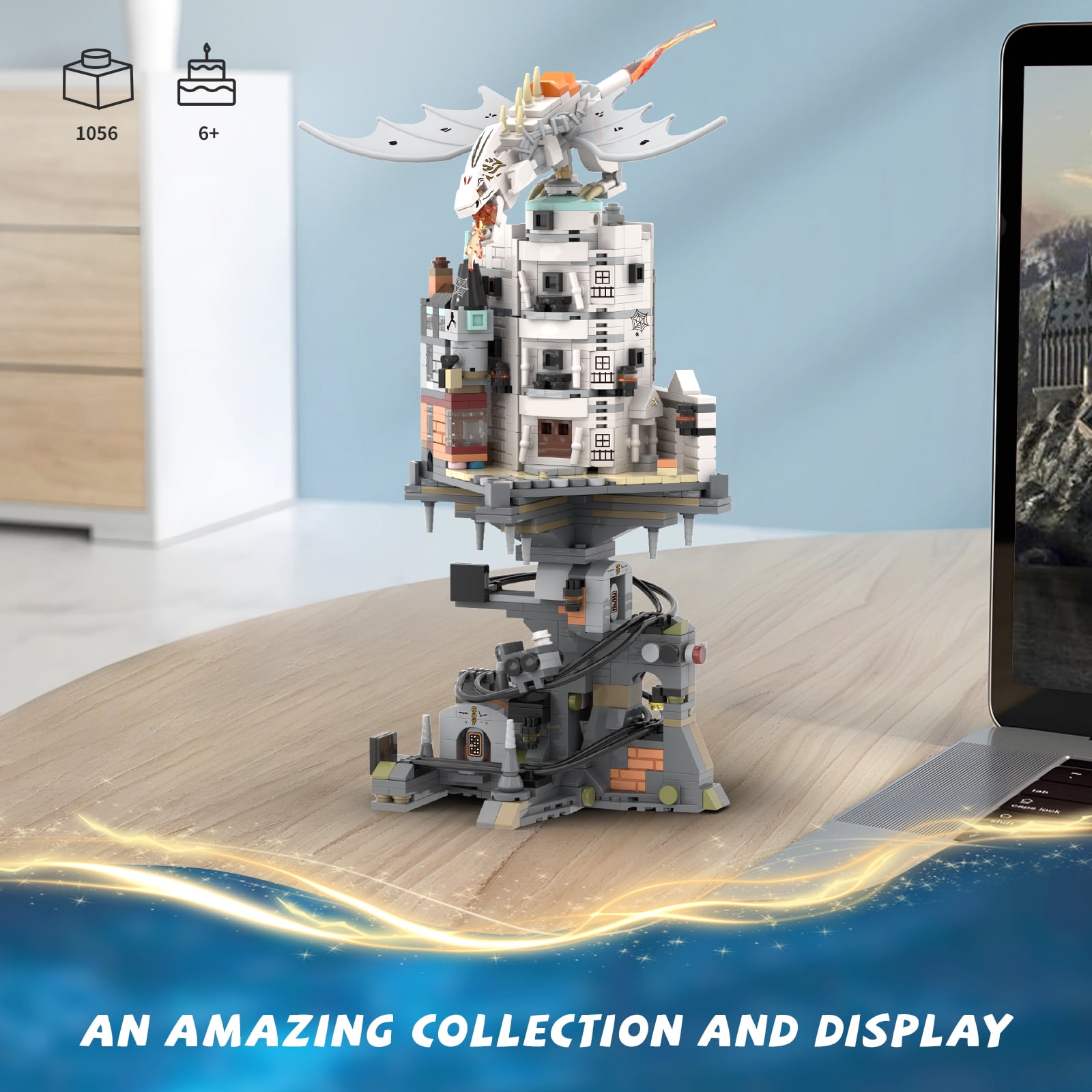 1056PCS MOC Gringotts Wizarding Bank Building Blocks Set Creative Magic World Dragon Mini Model Brick Puzzle Toys Gift for Adult - Image 6