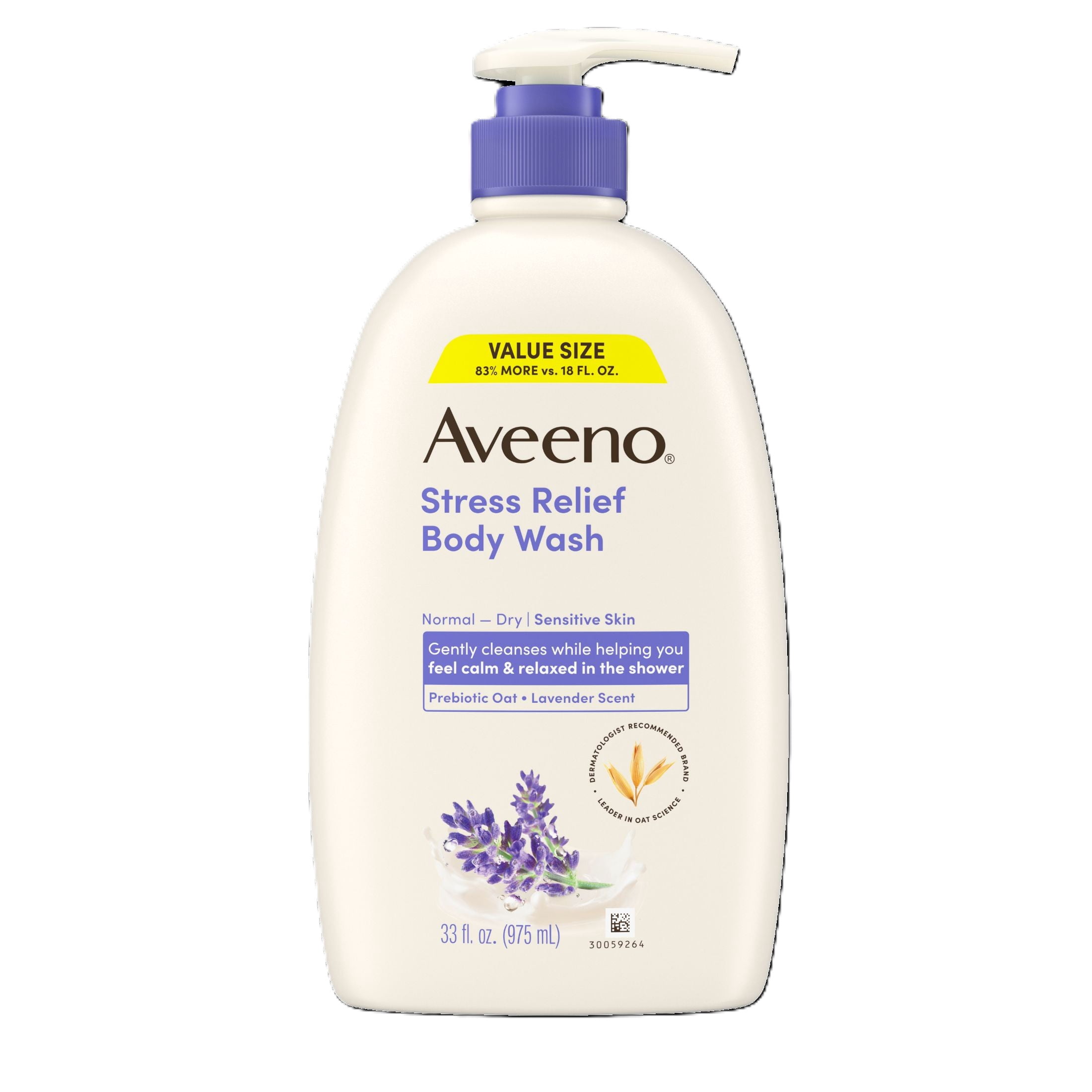 Aveeno Stress Relief Body Wash Soap with Oat, Lavender Scented Shower Gel, 33 fl. oz