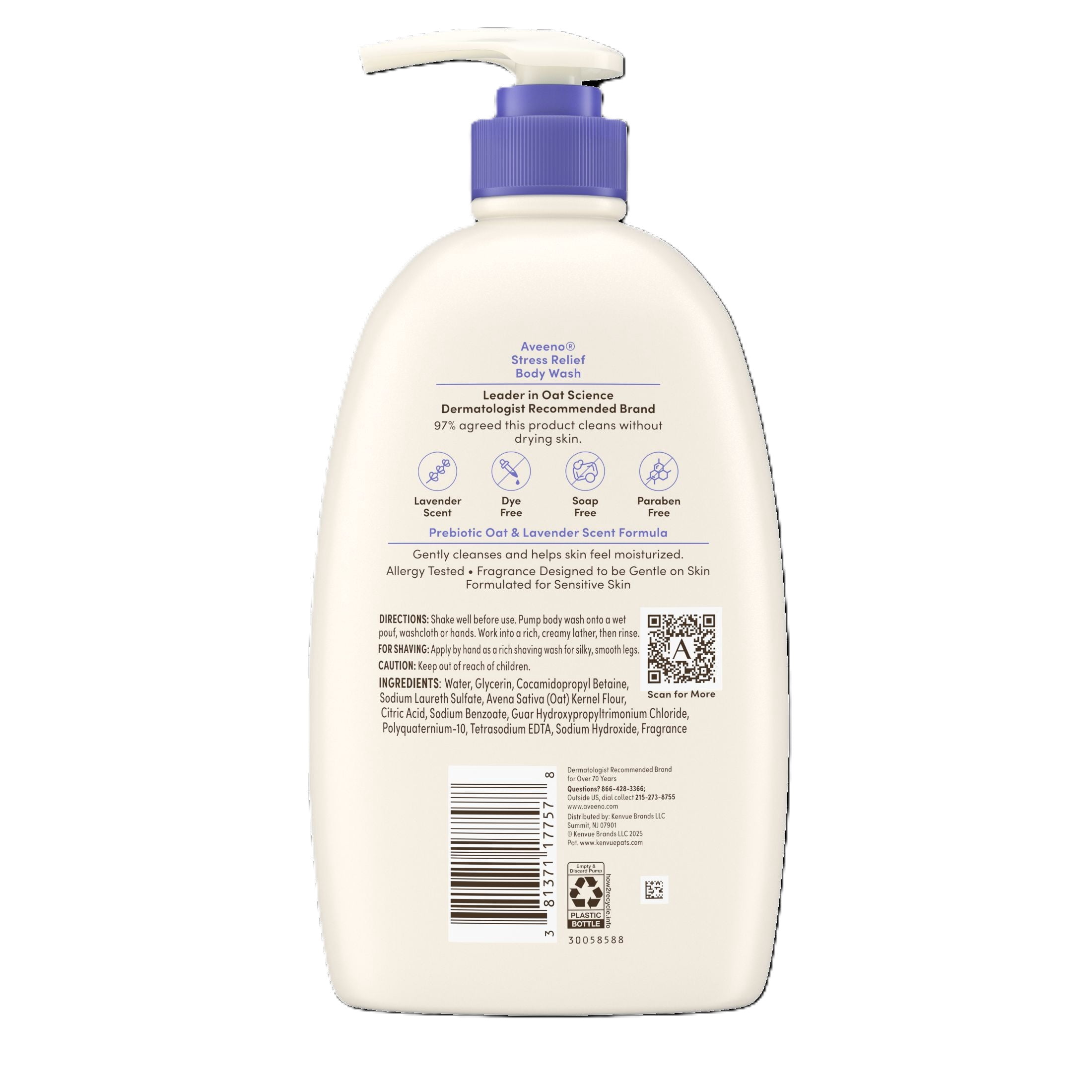 Aveeno Stress Relief Body Wash Soap with Oat, Lavender Scented Shower Gel, 33 fl. oz - Image 5