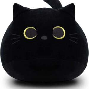 Black Cat Soft Toy Stuffed Animal, Black Cat Cuddly Animal Stuffed Animal Pillow Toy, 40cm Soft Plush Cat Stuffed Animal Doll Gift for Kids